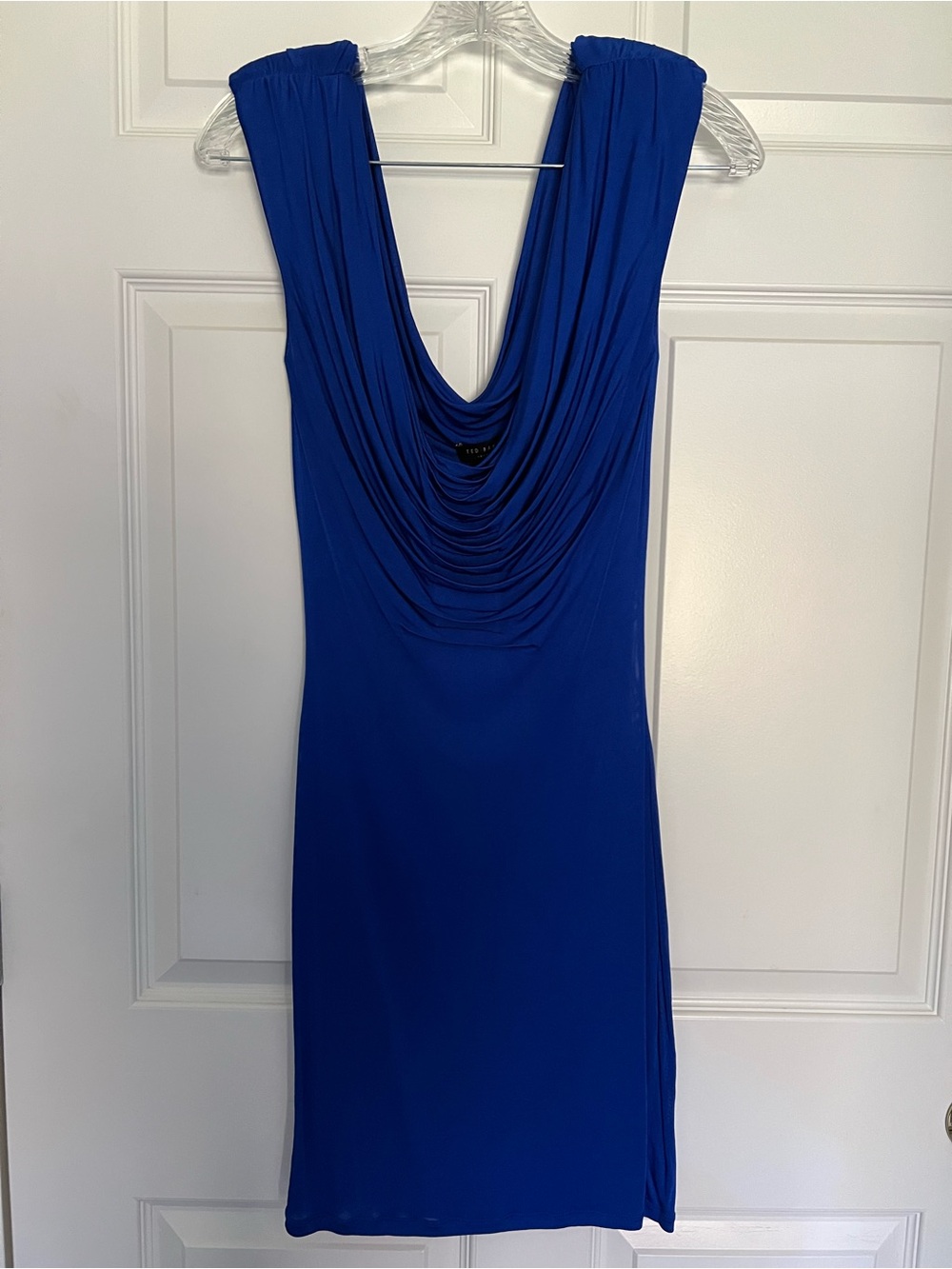 Ted Baker Cobalt Blue Draped Cowl Mini Dress